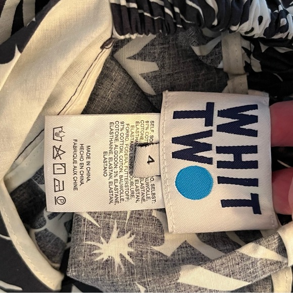 Whit Two Anthropologie Hana Embroidered Dress Women's Size 4 Cotton Stretch Blue - Picture 8 of 9